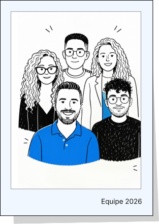 Ilustração da equipe do Hype Social em 2026