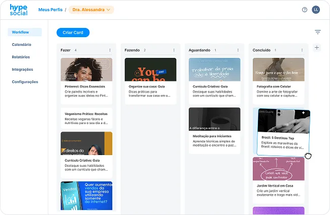 Workflow editorial integrado ao calendário no Hype Social