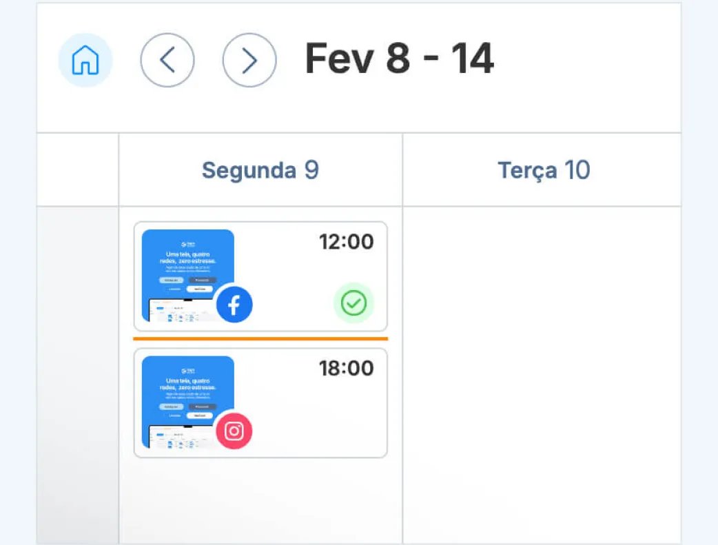 Calendário editorial com publicação automática no Hype Social